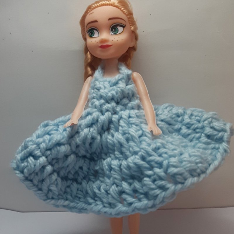 Blue Crochet Doll Dress, small, cute, suitable as a gift or collectible - 玩偶/公仔 - 其他材质 蓝色