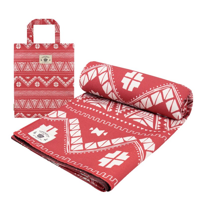 防泼水户外露营野餐垫(附赠同款收纳袋) 红图腾款 台湾手工制造 - 野餐垫 - 防水材质 