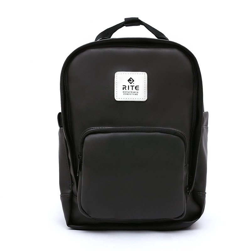 RITE-乐游系列-2way散心包-复古色系-皮灰黑 - 后背包/双肩包 - 防水材质 黑色