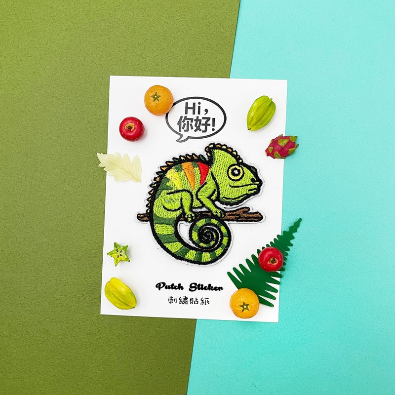 刺绣贴纸-变色龙 - 贴纸 - 绣线 绿色