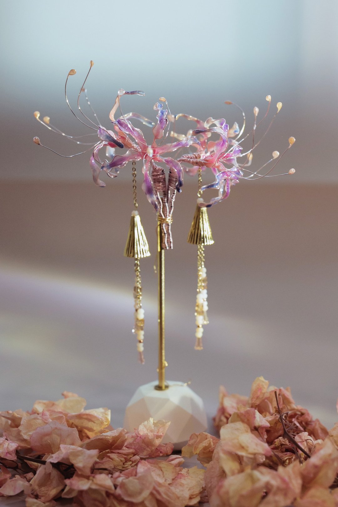 梦幻彼岸花忘情花 水晶花树脂发饰发叉 - 发饰 - 树脂 多色