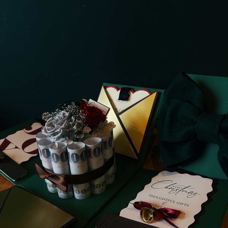 【圣诞泡泡有钱花套组】日本进口永生花座 圣诞惊喜礼物 - 纸盒/包装盒 - 纸 红色