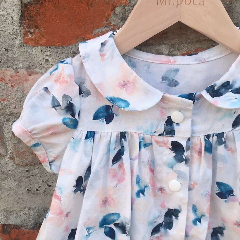 水彩染 小魔女领片洋 - 童装裙 - 棉．麻 多色