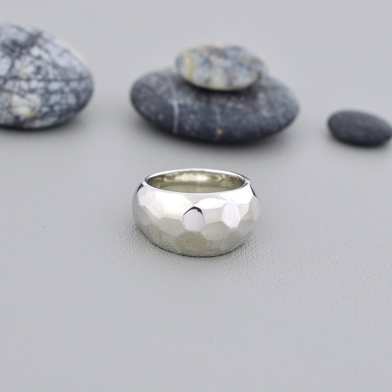 切面大肚宽版戒指 925纯银 - 戒指 - 纯银 银色