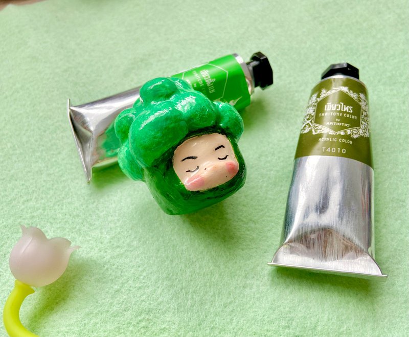 可爱的西兰花头，手工制作 - 花瓶/陶器 - 陶 