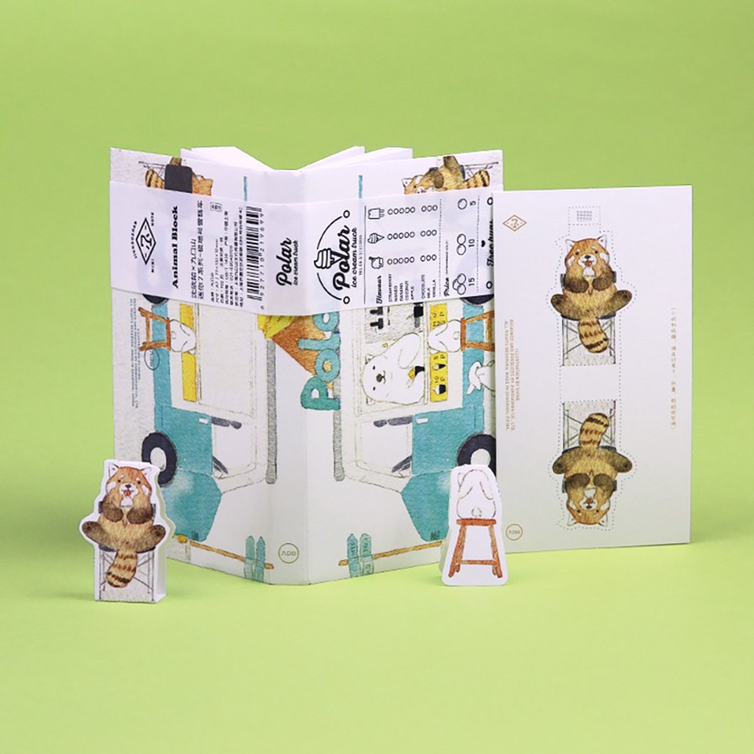Shine×九口山MINI NOTE可爱小动物商店街之白熊雪糕车手账本 - 笔记本/手帐 - 纸 