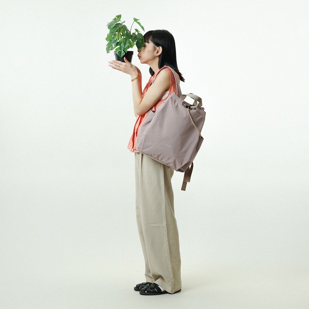 索绳束口后背包L号 ELIO ECO 休闲旅行双肩包 (薄雾紫) - 后背包/双肩包 - 聚酯纤维 紫色