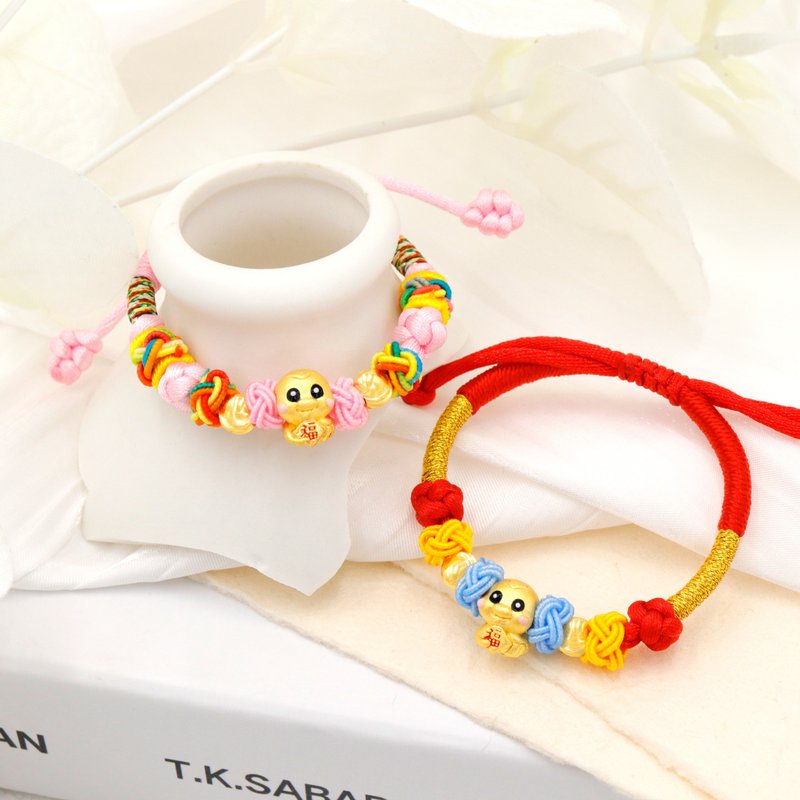 木村原创弥月礼 / 猫眼抱福蛇弥月金饰 /新生儿/周岁礼/满月礼 - 婴儿饰品 - 24k 金 红色