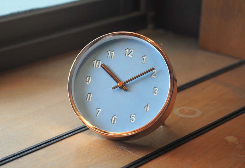 Mesa - 蒂芙尼蓝皮革玫瑰金(小) 壁桌钟 壁钟桌钟两用 三款设计面 - 时钟/闹钟 - 其他金属 白色
