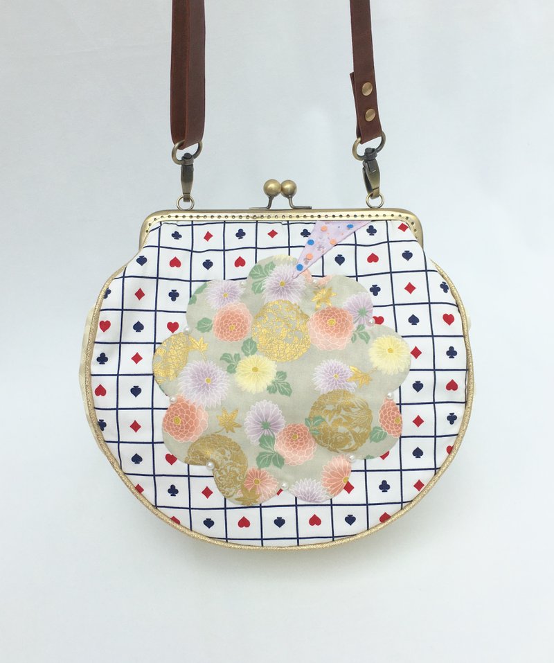 爱丽丝童话 拼布口金包 斜挎包女 侧背包 单肩背包 白色 圆形 - 侧背包/斜挎包 - 棉．麻 白色