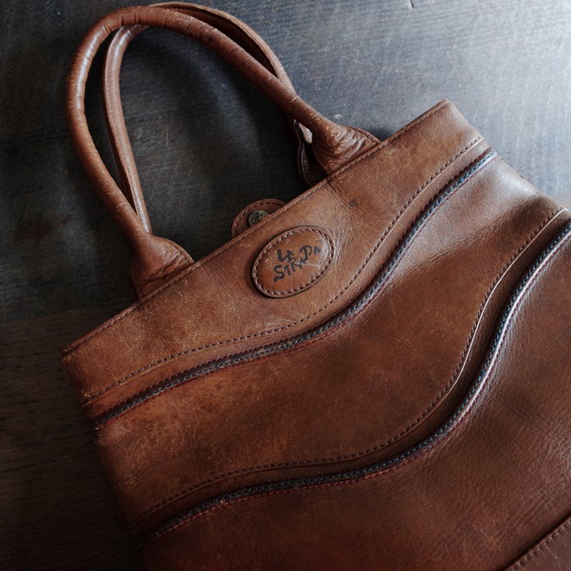 LA STRADA 棕色//真皮//手提//古董包 - 手提包/手提袋 - 真皮 咖啡色