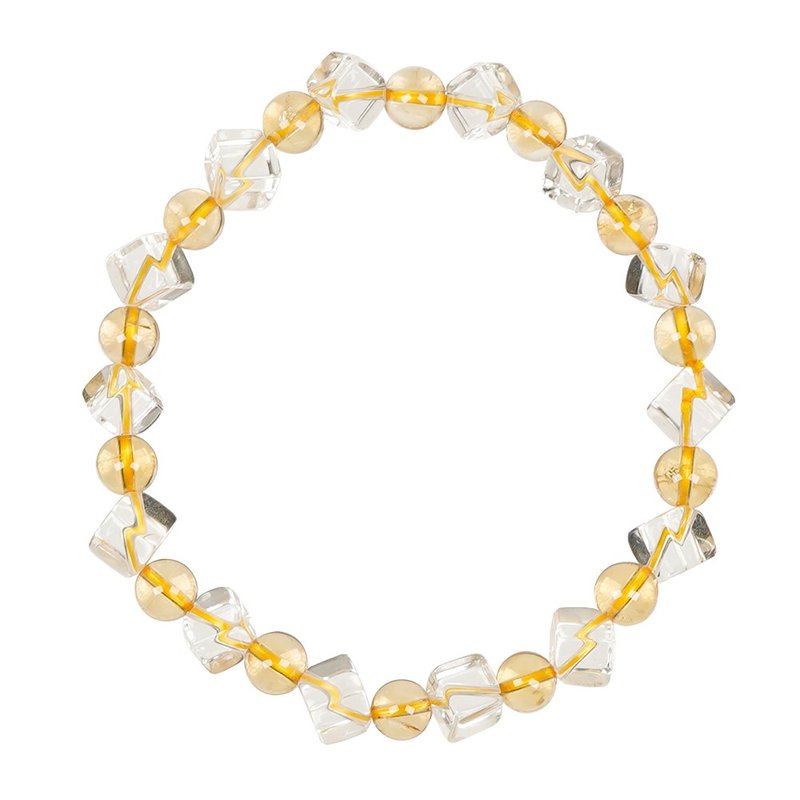 【正佳珠宝】白水晶 方糖白晶黄水晶 白水晶手珠 - 手链/手环 - 半宝石 多色