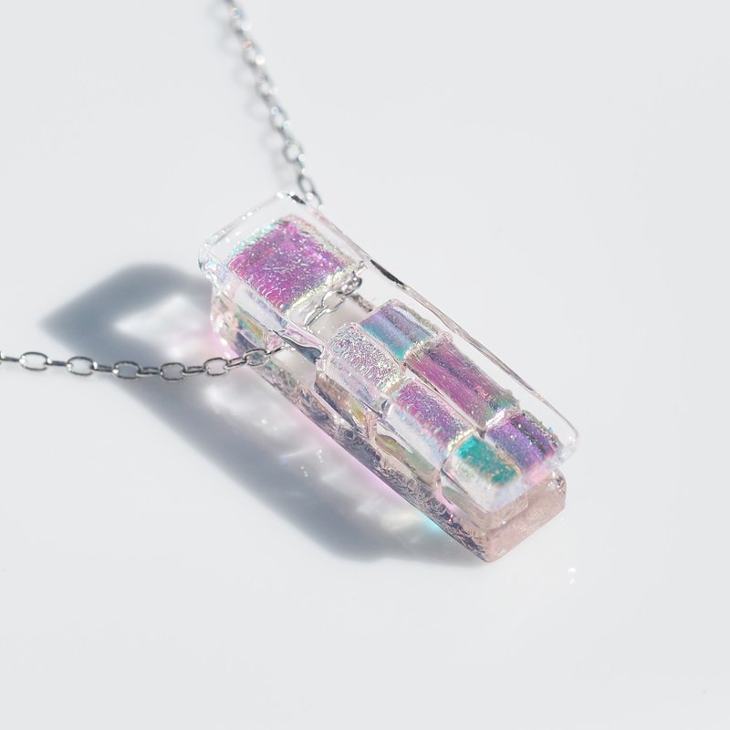 单件作品 变色玻璃 迷你 链条项链 可选棉绳 Silver 925 接单制作 - 项链 - 玻璃 粉红色