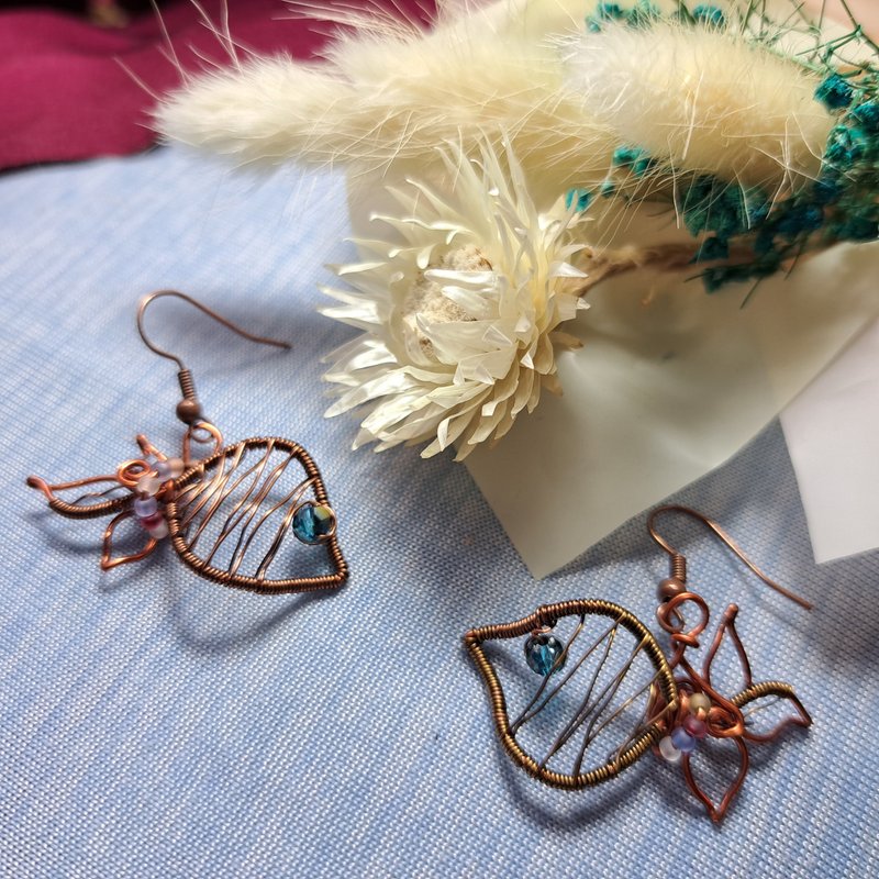 和风悠游金鱼耳环 - 耳环/耳夹 - 半宝石 