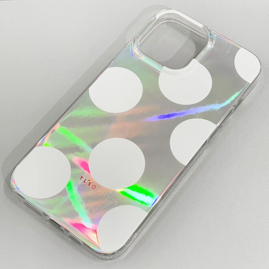 iPhone 17 全包银色幻彩激光|白色圆点波点可爱日系图案|手机壳 - 手机壳/手机套 - 塑料 多色