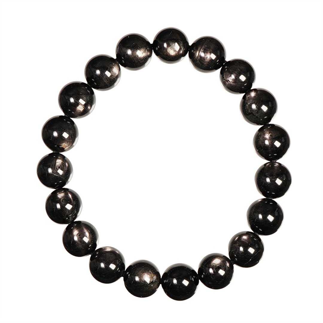 【正佳珠宝】金运石 猫眼黑银线 9.8-10.3mm 金运石手珠 - 手链/手环 - 半宝石 多色