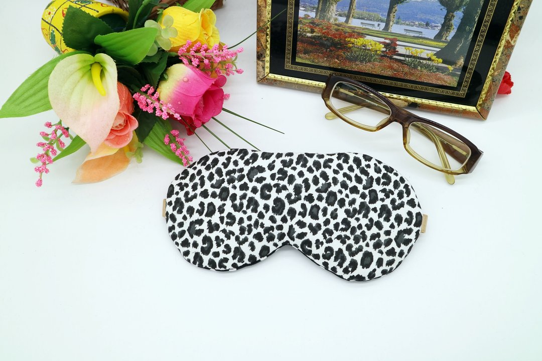 豹纹可调式睡眠眼罩附束口收纳袋 sleep mask *SK* - 眼罩 - 棉 黑色