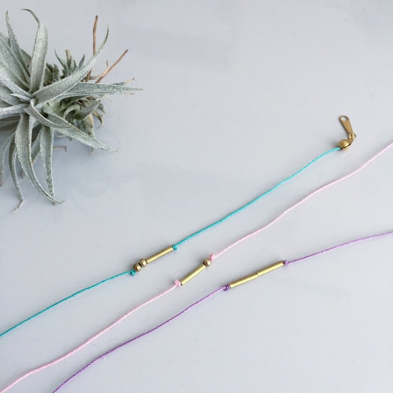 唯一。摩斯密码绵绳黄铜手环 - 手链/手环 - 其他金属 绿色