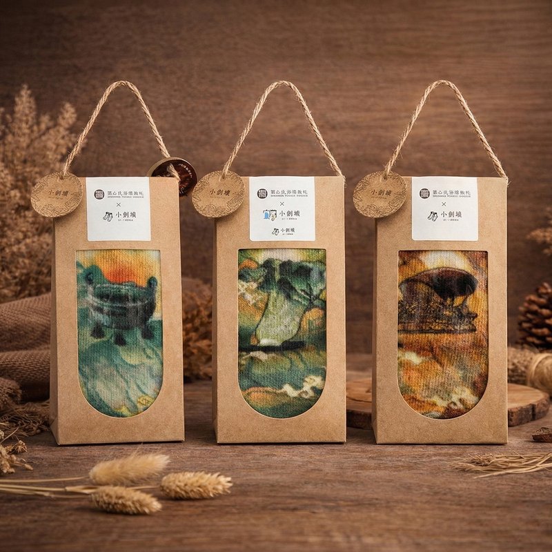 【小创袜】翠玉白菜 肉形石 毛公鼎 宋高宗后坐像轴 故宫联名 - 袜子 - 聚酯纤维 绿色