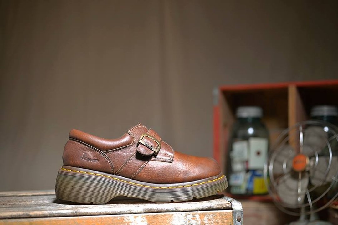 Vintage 英国Dr. Martens 咖啡色厚底靴 - 女款休闲鞋 - 真皮 咖啡色