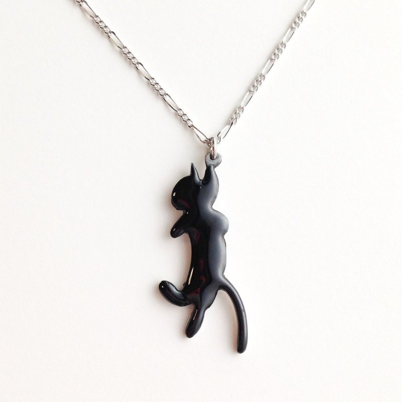 [Order production] necklace / 950 silver black cat design B - 耳环/耳夹 - 其他金属 黑色