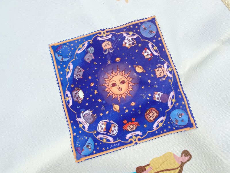 小彤画集 - 猫之12星座星盘 - 拭镜布 - 眼镜盒/眼镜布 - 聚酯纤维 蓝色