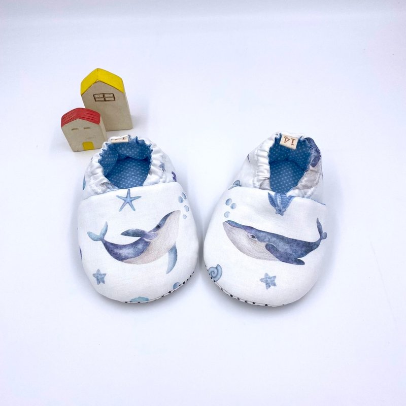 海洋鲸鱼-初步鞋/成长鞋/漫步鞋 - 婴儿鞋 - 棉．麻 蓝色