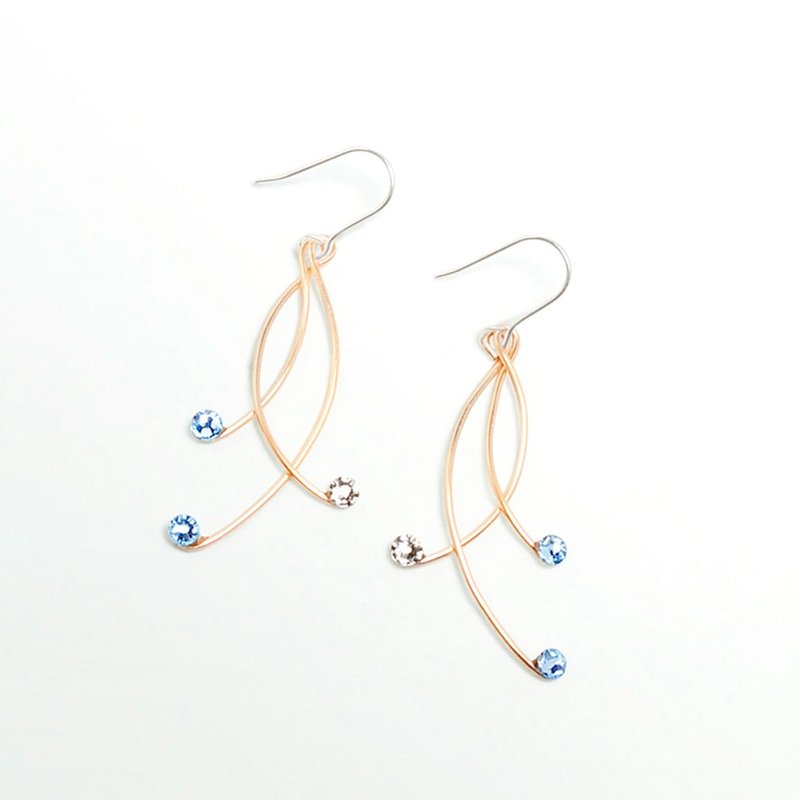 金色月光下纯银耳环/耳针/耳夹(一对 / 两色可选) - 耳环/耳夹 - 宝石 蓝色