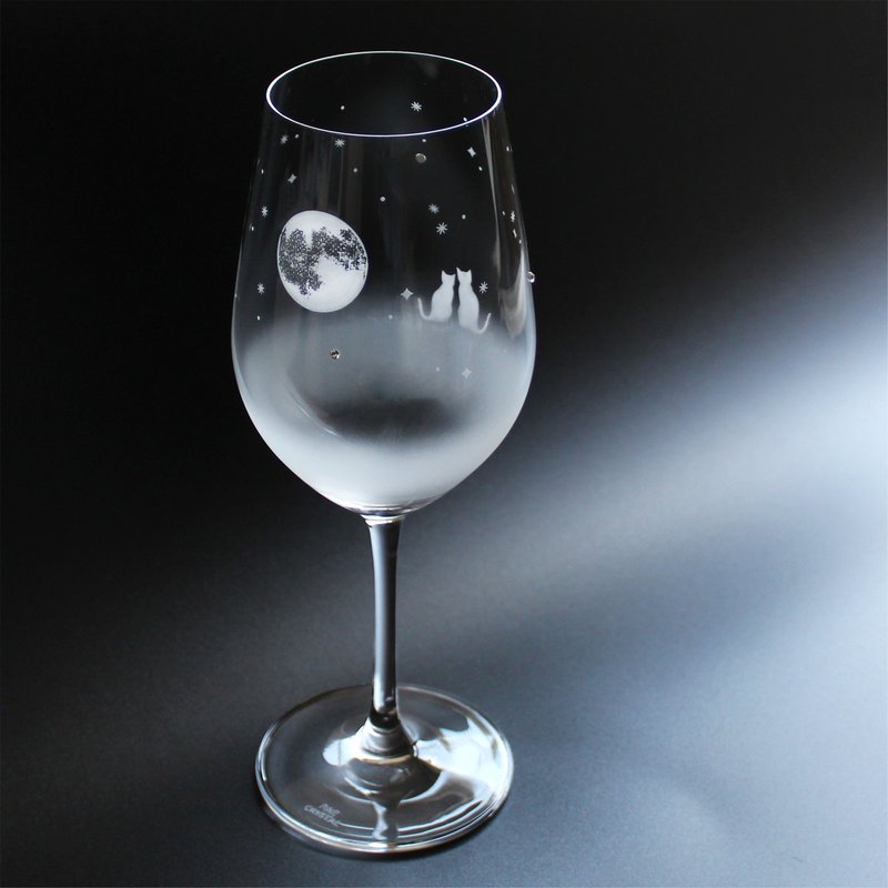 【一起观赏：满月的夜空/葡萄酒杯】猫咪主题葡萄酒杯 - 玻璃杯 - 玻璃 透明