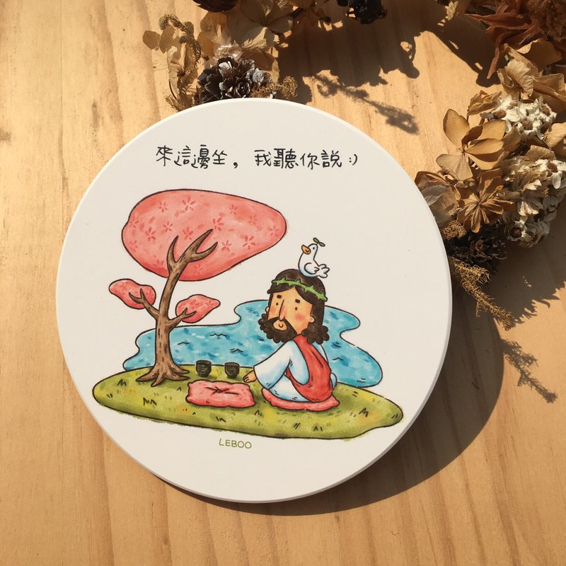 吸水杯垫-我听你说 - 杯垫 - 陶 白色