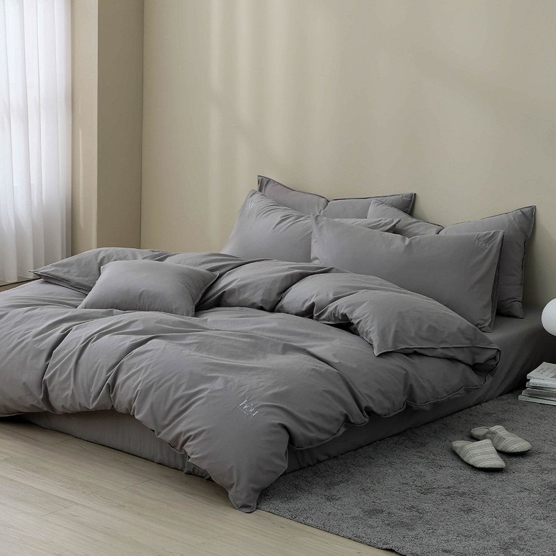 厚好眠260织纱精梳棉薄被套床包组(烟云灰) - 寝具 - 棉．麻 灰色