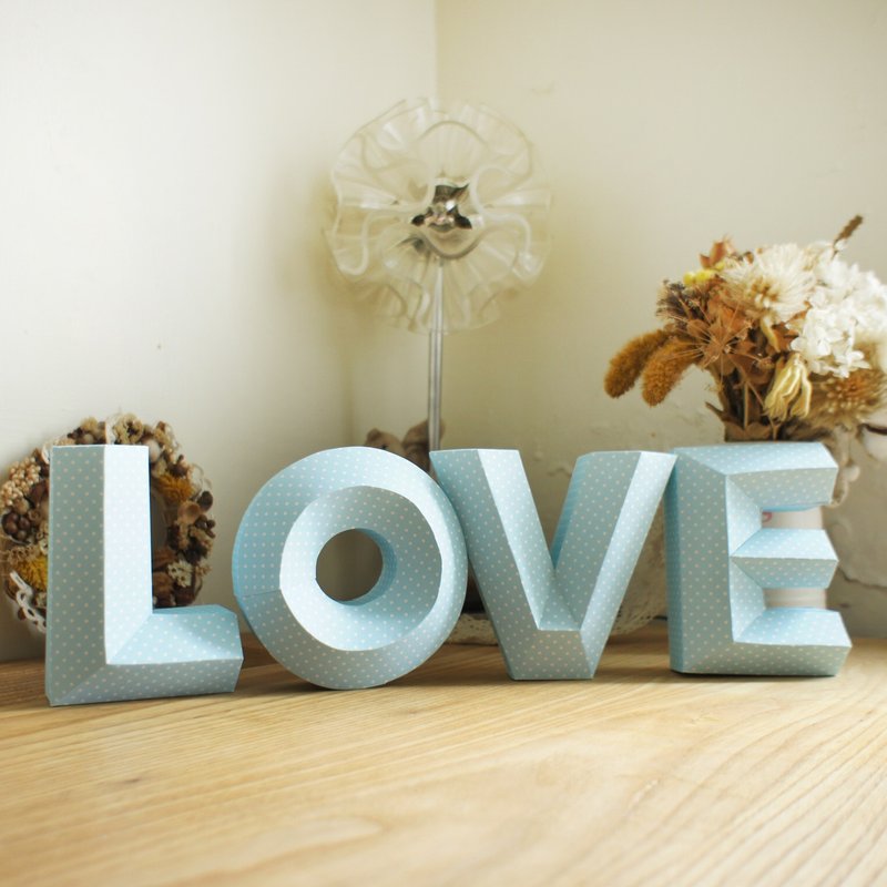 婚纱道具 / 拍摄道具 / LOVE / 立体字 大款蓝色水玉  此一组 - 摆饰 - 纸 蓝色