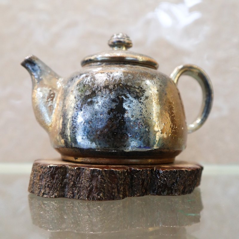 炽星沉光 手工柴烧结晶壶 - 茶具/茶杯 - 陶 咖啡色
