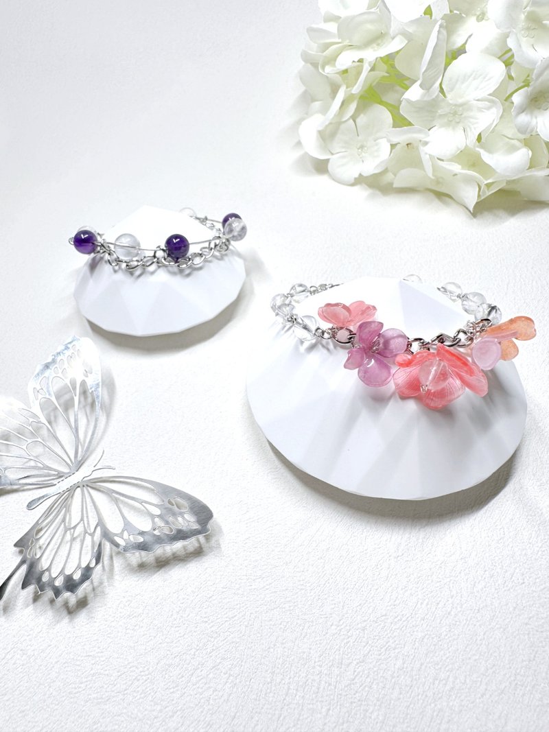 白水晶 Clear Quartz 花花手链 - 手链/手环 - 水晶 