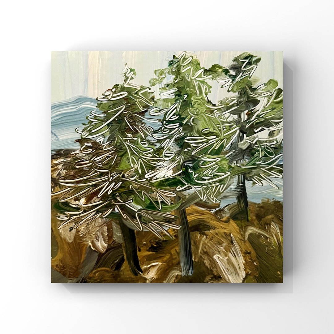 悬崖上的树木油画原创小幅艺术半抽象风景画 - 海报/装饰画/版画 - 其他材质 多色