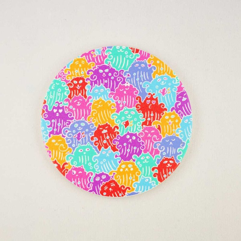 ai sayama 美浓烧圭藻土吸水杯垫 猫波 - 杯垫 - 其他材质 多色