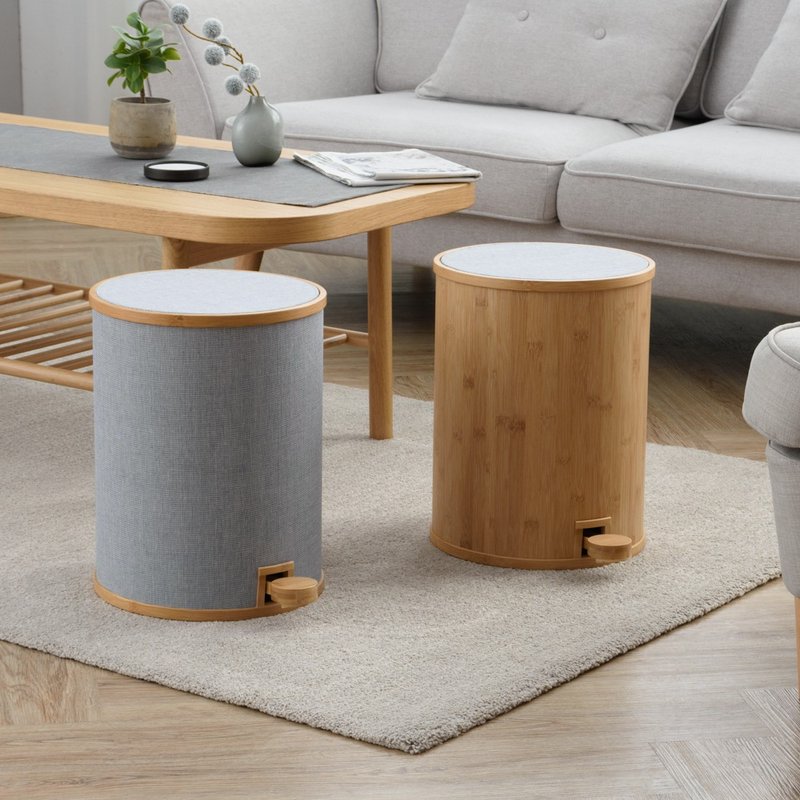 【Gudee】POMP 脚踏式垃圾桶 (M) 13.5公升 - 垃圾桶 - 竹 咖啡色