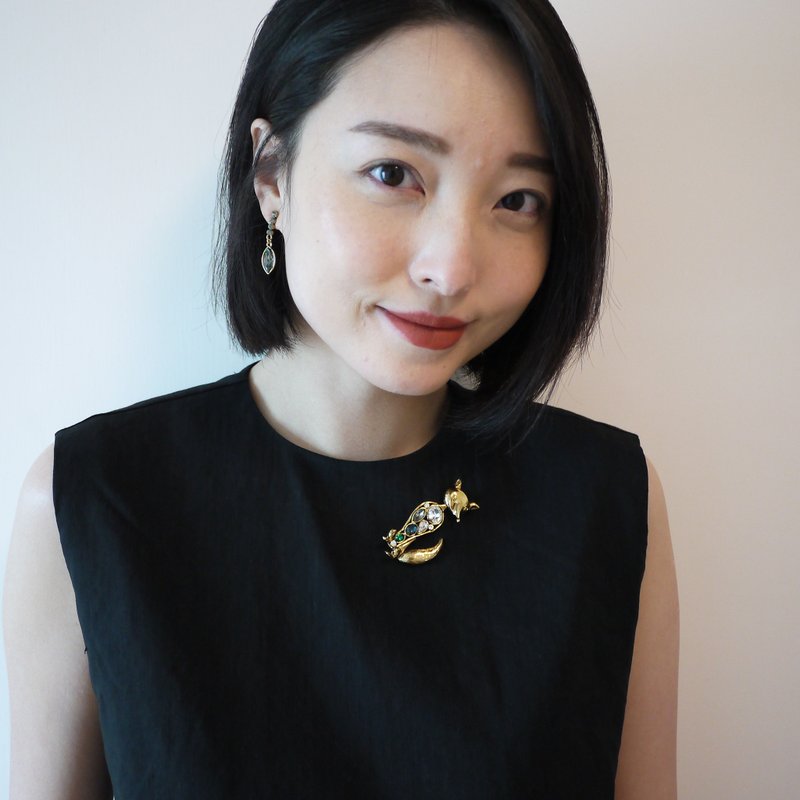 法式优雅复古 耳饰 (铁灰) - 耳环/耳夹 - 宝石 灰色