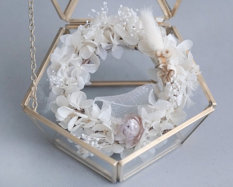 母亲节定制花礼花束【diy体验组合优惠】纯白圣诞小花圈永生不M母 - 植栽 - 植物．花 白色