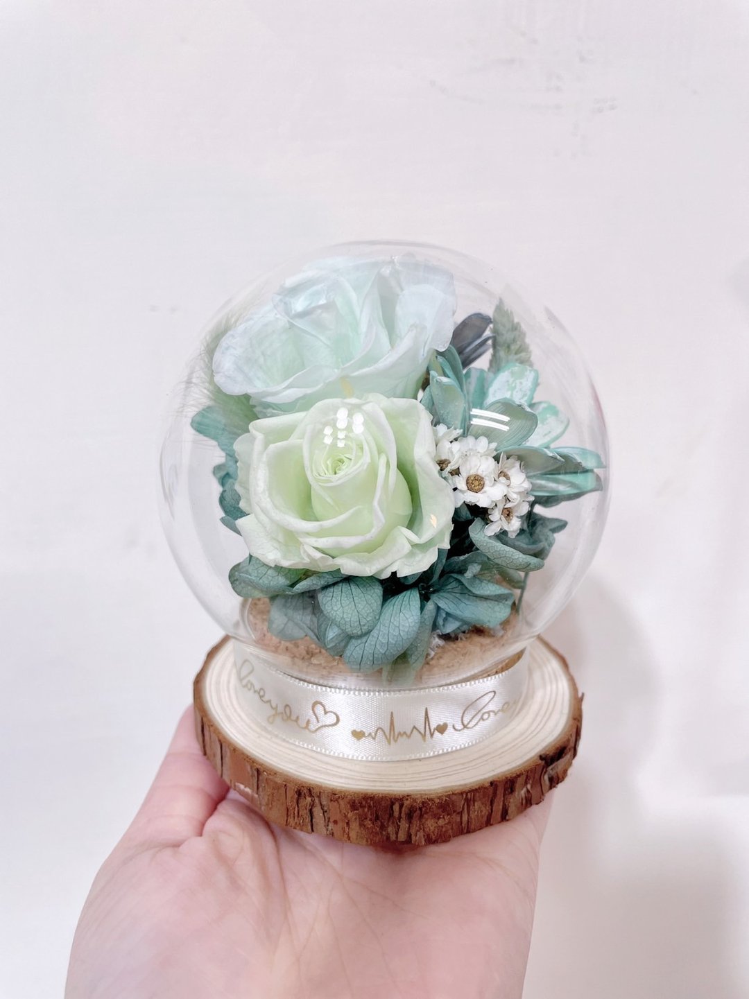 圣诞节礼物/水晶球系列/永生花盅/大地气息浅暖绿/圆形花盅/9折 - 植栽 - 其他材质 