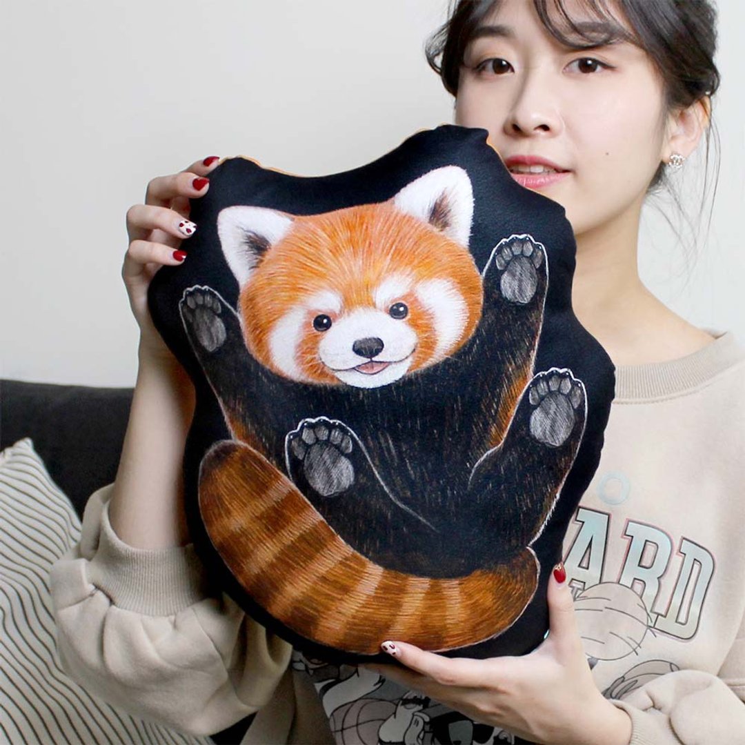 小猫熊抱枕 午睡枕 靠枕 - 枕头/抱枕 - 聚酯纤维 黑色
