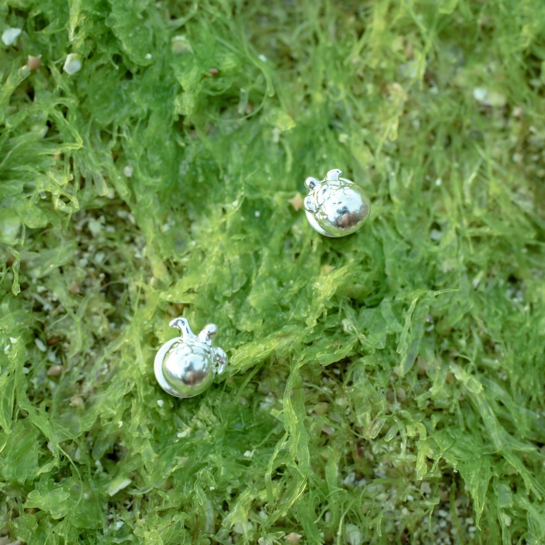 生物系-海龟破蛋耳环 - 耳环/耳夹 - 银 银色