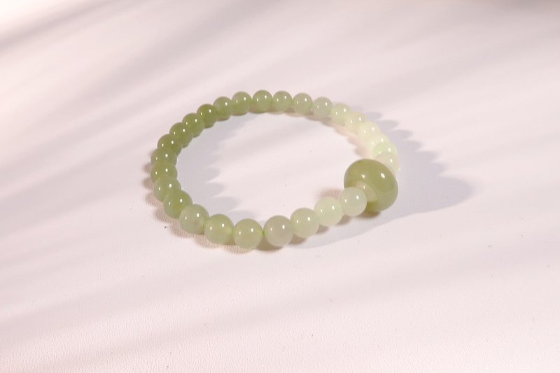 天然和田玉渐变晴水色带跑环手链 百搭手串送礼物 - 手链/手环 - 玉石 