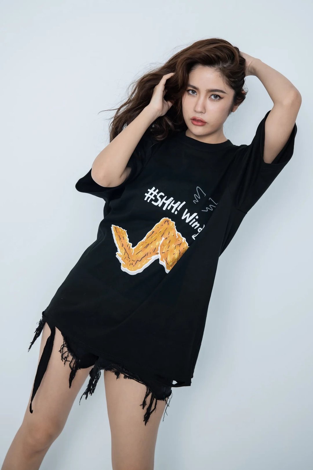 徐若瑄VIVIAN x SHH! 翅膀破损Tee - 男装上衣/T 恤 - 棉 黑色