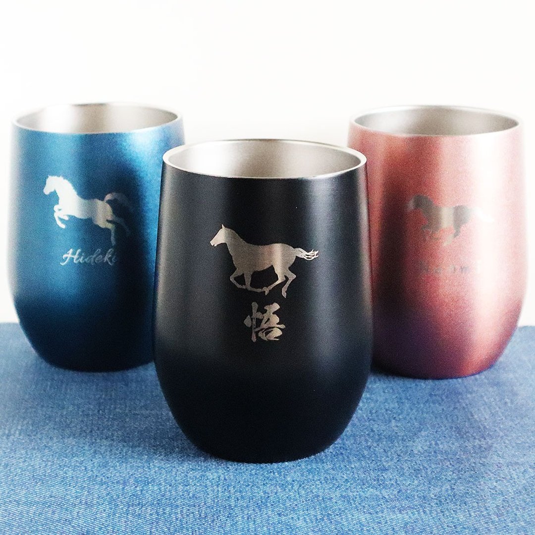 可选马匹设计 姓名镌刻保温保冷不锈钢随行杯 390ml - 保温瓶/保温杯 - 其他金属 多色
