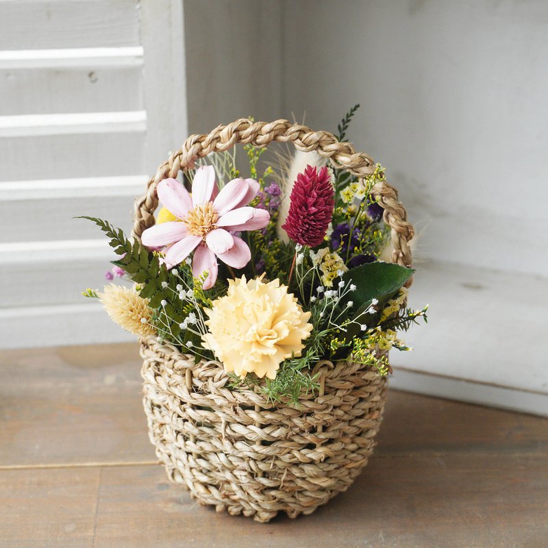 【母亲节礼物】春日田野手提编织篮 - 干燥花/捧花 - 植物．花 