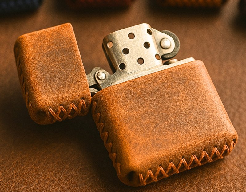Zippo 打火机盒，手工皮革 Zippo 打火机盒，礼品 Zippo 打火机盒 - 名片夹/名片盒 - 真皮 