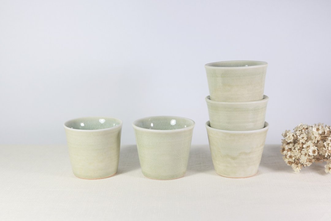 青绿枇灰小茶杯 - 茶具/茶杯 - 瓷 