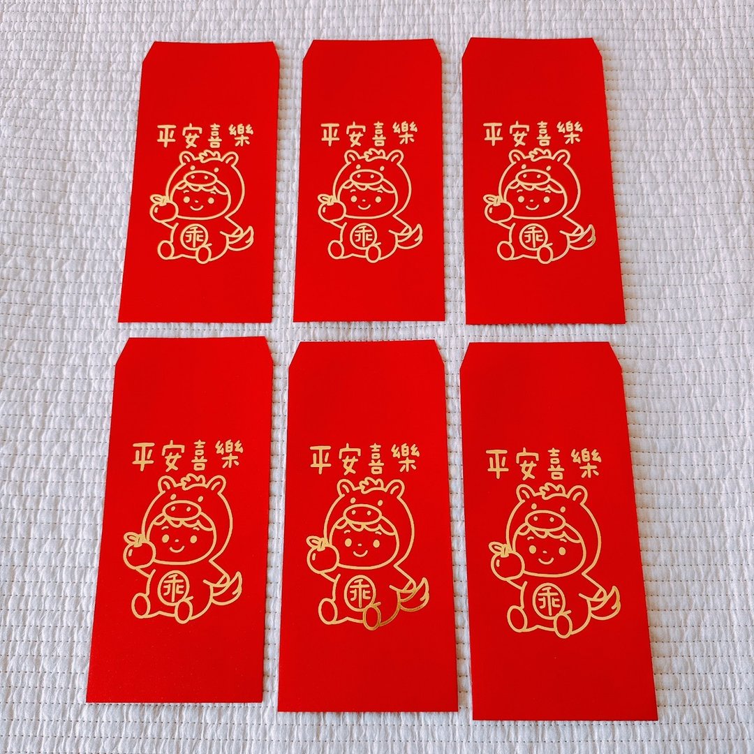 马年 烫金红包袋 一包6入 平安喜乐 - 红包/春联 - 纸 红色