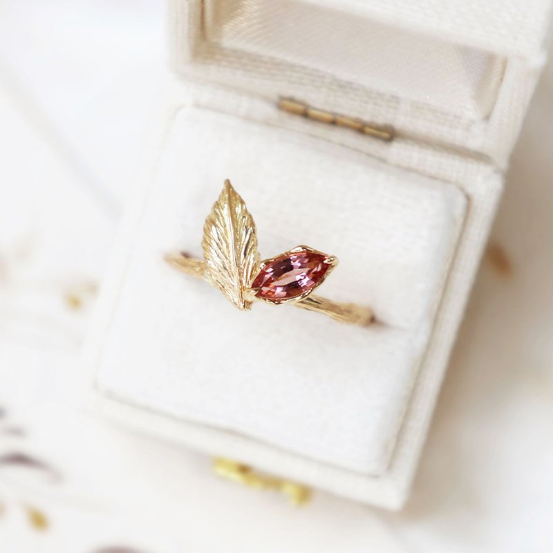 18K金粉红色羽翼碧玺雕琢戒指 - 戒指 - 其他金属 金色